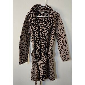 Venus Sweater Cardigan NWT Tan Black CLeopard Print Womens Small